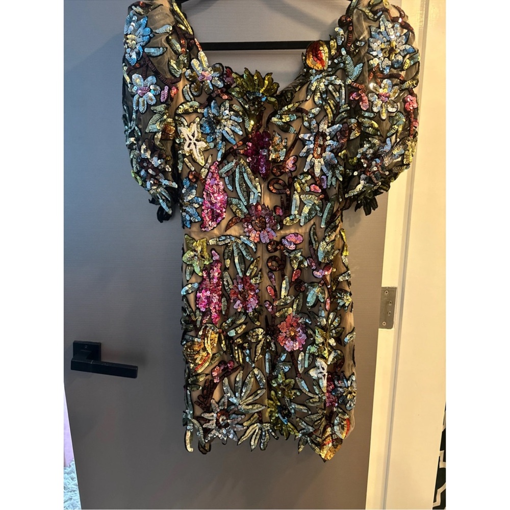 Oscar de la Renta sequin floral appliqué dress- Size 4 never worn - Picture 5 of 7